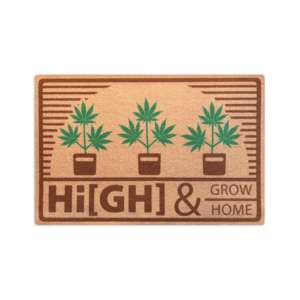 Alfombrilla de goma con estampado de logotipo moderno y novedoso de Hi(Gh) & Grow Home Stoner para oficina y exteriores, fácil de lavar y limpiar - Product Image 1