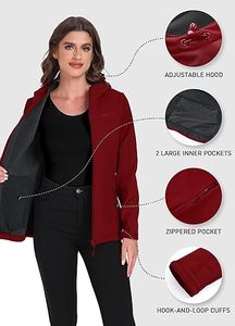 Chaqueta de lluvia con forro polar para mujer de alta calidad al por mayor, chaqueta Softshell con capucha impermeable - Product Image 3