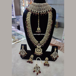 Ensemble de bijoux fantaisie plaqué or de qualité supérieure pour mariée, usage quotidien et soirée - Product Image 1