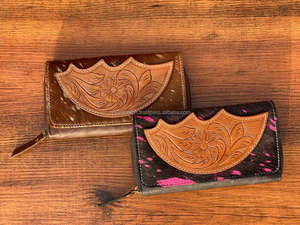 Cheveux sur cacher fourrure cuir pochette Western métallisé peau de vache fourrure Handtooled cuir portefeuille femmes cadeau - Product Image 2