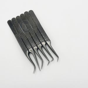 Logo personnalisé professionnel noir Plasma Extension de cils pince à épiler ensemble durable à la main avec pointe pointue prix de gros - Product Image 2