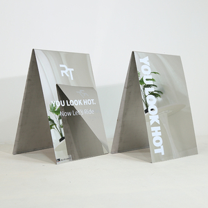 High Quality Stainless Steel <b>Mirror</b> A-frame Sign Board Customized Outdoor <b>Stand</b> a Frame Sidewalk Signs - Product Image 1