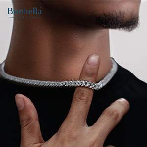 Venta caliente 925 Plata 14K Oro blanco 6mm Iced Cuban Link Collares Premium Accesorios para hombres - Product Image 2