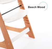 Chaise haute réglable en bois de hêtre pour bébé avec plateau amovible, chaise d'alimentation convertible en bois pour bébés et tout-petits