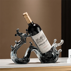 Support à vin en métal autoportant de style vintage moderne, support à bouteilles de vin écologique pour comptoir, fêtes, bacs à boissons, glace - Product Image 2