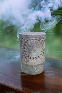 Premium Marble Oil Burner Intricate Detail Home Decor <b>Incense</b> <b>Aromatherapy</b> <b>Diffuser</b> Meditation <b>Holders</b> Customizable Design - Product Image 5