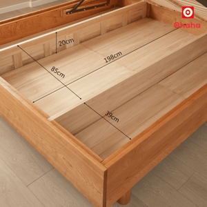 Cama de Madera Industrial Moderna de Alta Gama con Gabinete de Almacenamiento Ajustable Tamaño Completo-OHAHA GC055 - Product Image 5