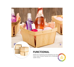 Hot Trend Vintage Style Handmade Wood Storage <b>Baskets</b> Directly Vietnam Factory Square Shape for Bread Snack <b>Food</b> Serving Kitchen - Product Image 6