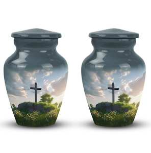 Christian Themed Cremation Urn <b>for</b> Adult <b>Ashes</b> Customizable Memorial <b>for</b> Human <b>Ashes</b> With Keepsake Spiritual Urn <b>for</b> Adults - Product Image 4