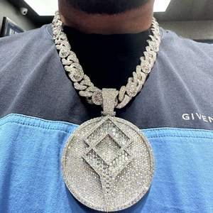 Colgante de bola 3D personalizado Cadena de hombre con joyería Buss brillante VVS Moissanite Pass Diamond Tester Iced Out Plated Charm - Product Image 1