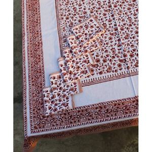 Mantel con estampado de bloque indio, Decoración de mesa de Navidad para el hogar, Jacquard decorativo para comedor, mantel de lino y algodón de lujo - Product Image 6