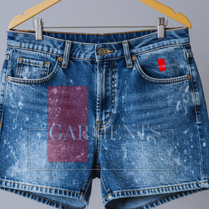 <b>Men</b> Acid Wash Denim Shorts Vintage Style Custom Streetwear Denim Shorts 280 GSM - Product Image 2