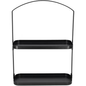 Panier de rangement élégant à deux niveaux en fer noir Panier à fruits Panier à ustensiles de cuisine Présentoir de table Support de rangement pour maquillage - Product Image 5