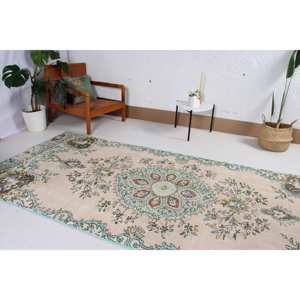 Alfombra Vintage, Alfombra Turca Grande de 4.2x9.6 pies, Alfombra de Lana Ikat Azul - Product Image 3