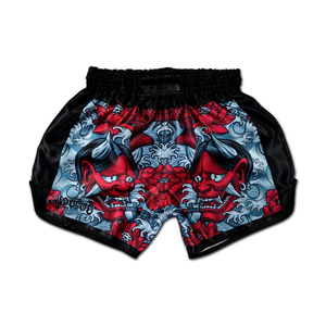 กางเกงมวยไทยสั่งทำขายส่ง ปักโลโก้ตามแบบ ผ้าซาติน น้ำหนักเบา ระบายอากาศ แห้งเร็ว - Product Image 1