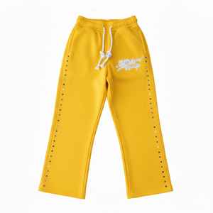 Pantalons de survêtement unisexes de haute qualité avec logo brodé personnalisé, style vintage, strass, 100% coton molletonné 400 g/m² pour hommes et femmes - Product Image 1