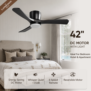<b>Ceiling</b> <b>Light</b> with Fan,42 Inch Low Profile Bedroom <b>Ceiling</b> Fan with <b>Remote</b> <b>Control</b> and DC Motor - Product Image 1