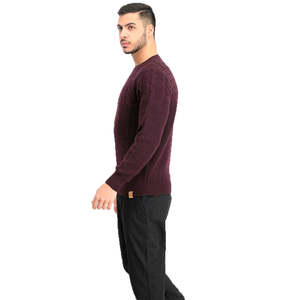Cardigan da Uomo in Maglia a Treccia Color Vino, Taglia Extra Large, Impermeabile, Autunnale, con Chiusura a Cerniera, Logo Ricamato e Stampa a Righe - Product Image 3
