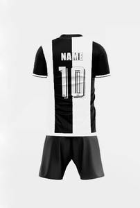 2025 maillot de football d'entraînement de club short et t-shirts noirs et blancs kit d'uniforme de football à col rond - Product Image 3