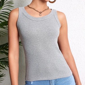 Estilo Europeo Americano sin mangas Color sólido señoras tirantes chaleco cuatro estaciones esencial Sexy hilo de fondo camiseta sin mangas - Product Image 5