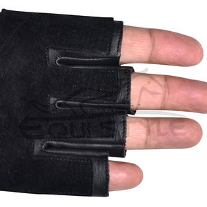 ถุงมือล่าสัตว์ครึ่งนิ้วหนังสังเคราะห์สีดำบุด้วยยางโพลีเอสเตอร์ - Product Image 4