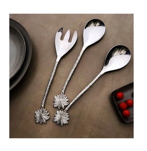 Cuchara de lujo, juego de vajilla para servir, diseño personalizado, juego de artículos de plata, diseño de flores, cuchara y tenedor, juego de cubiertos - Product Image 1