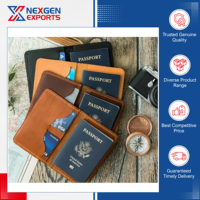 Nexgen Exports Portefeuille élégant de luxe en cuir véritable couleur beige avec blocage RFID, emplacements pour cartes, couverture personnalisée, 14x10cm