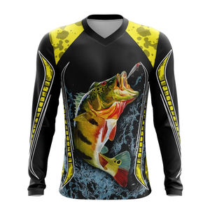 Maillots de pêche à manches longues en polyester/spandex, col en V, impression par sublimation, dernier design, haute performance - Product Image 6
