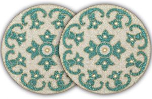 Handcrafted American Style Round <b>Beaded</b> <b>Placemats</b>/pads for Dining Table Wedding Christmas & Family Gatherings Made of Glass - Product Image 4