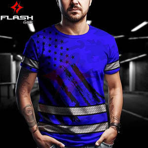 แฟลชเกียร์แอนซี่คลาส1 EN ISO 20471คลาส1กันน้ำเสื้อครอปท็อปลายพรางพิมพ์ซับลิเมชันเพื่อความปลอดภัยเสื้อยืดสะท้อนแสง - Product Image 5