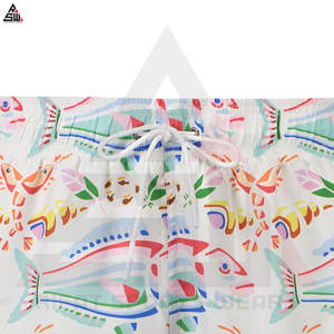 Shorts de bain pour hommes en coton 100% - Casual - Séchage rapide - Ceinture élastique - Doublure en mesh - Impression par sublimation - Product Image 5