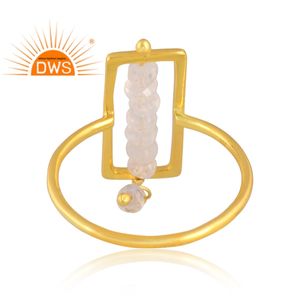 ทำด้วยมือ18K ชุบทอง925เงินสเตอร์ลิงประดับลูกปัดมูนสโตนสายรุ้งเครื่องประดับแบบวางซ้อนกันได้สำหรับผู้หญิงของขวัญสำหรับผู้หญิงสำหรับเธอ - Product Image 2