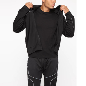 Sudadera con capucha y cremallera de estilo único y ropa de gimnasio para correr, ropa informal para hombre, chándales, tira lateral personalizada con tu logotipo, conjuntos de sudor de algodón 100% - Product Image 2