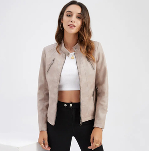 Chaqueta de Motociclista de Cuero Sintético para Mujer, Estilo Bomber, Cortavientos, Diseño Transpirable para Damas - Product Image 1