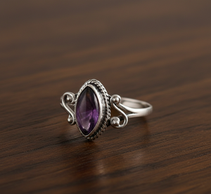 Bague pour femme en argent sterling 925, sertie de pierres classiques, faite à la main avec améthyste naturelle - Product Image 5