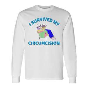 Camiseta de manga larga con diseño de humor aleatorio: Sobreviví a mi circuncisión - Product Image 1