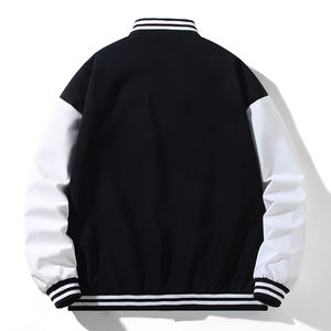 Chaqueta de béisbol Varsity de mezcla de algodón para hombre, abrigo Bomber Letterman con mangas de piel sintética - Product Image 4