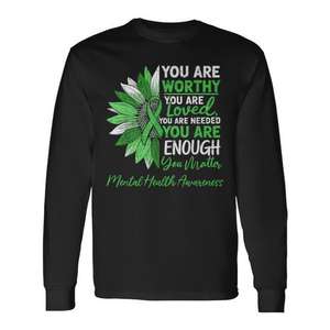 Camiseta de manga larga con lazo verde de Guerrero de Concienciación sobre la Salud Mental - Product Image 1