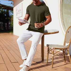 T-shirt respirant à coupe décontractée et anti-humidité pour homme, design personnalisé, coton de haute qualité, léger - Product Image 3