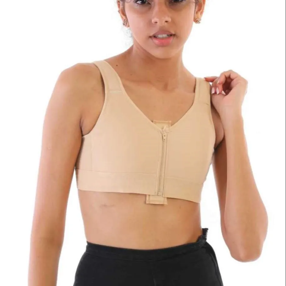 POST-SURGICAL COMPRESSION BRA (ZIP FRONT) sleeve extending forehead wrist used after shoulder and arm liposuction GARMENT