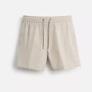 High Quality <b>Mens</b> Striped Eco-Friendly Swimwear Breathable Quick Dry <b>Shorts</b> <b>Elastic</b> <b>Waist</b> Zipper Fly Custom Label Gym <b>Short</b> - Product Image 1