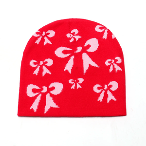 2025 Otoño Invierno nuevo gorro de lana cálido gorro Sin borde arco Jacquard gorro de punto gorro - Product Image 3