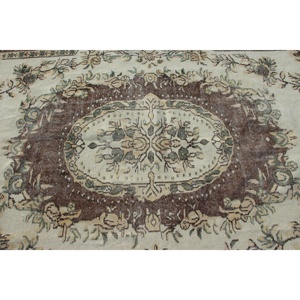 Vintage Large Rug 6x9.7 ft, <b>Brown</b> Green Moroccan Rug <b>Wool</b> - Product Image 5