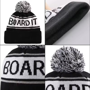 100% cotton Custom Logo Knitted Pom Pom <b>Golf</b> Bobble Hats Winter Jacquard Knit Toque <b>Beanie</b> Cap for Men Women - Product Image 2