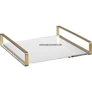 White Marble With Gold Plated Handle <b>Large</b> Modern Unique Designing Serverware Stylish <b>Serving</b> Tray <b>Platters</b> in Reasonable Price - Product Image 1
