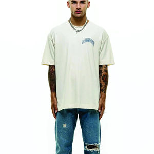 Venta al por mayor de Hip Hop, Camiseta de algodón para hombre de talla grande con hombros descubiertos, estampado gráfico en blanco, orgánico, Vintage, de talla grande - Product Image 5