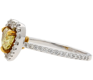 Anillo de compromiso de Halo de diamante de corazón amarillo flotante de Plata de Ley 925 sólida para joyería de moda de mujer - Product Image 2