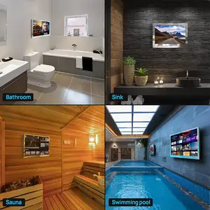 Haorown TV layar sentuh IP66, cermin pintar tahan air 19 22 27 32 inci dengan Android 11 8 + 64GB penyetel TV kamar mandi