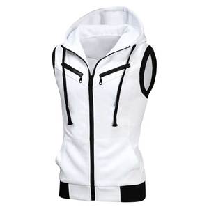 Cremallera de alta calidad hasta OEM Hombres Muscle Hoodie Tank Top Culturismo Gimnasio Entrenamiento Chaleco sin mangas Camiseta Top Tank con sudaderas con capucha - Product Image 1