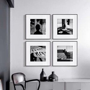 Cadre décoratif mural carré en alliage d'aluminium brossé, très vendu, avec photos <span class=keywords><strong>noir</strong></span> <span class=keywords><strong>et</strong></span> <span class=keywords><strong>blanc</strong></span> de style français - Product Image 4